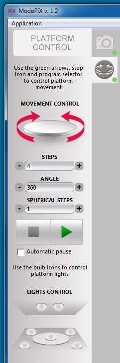 To stop constant rotation press the mouse button again. 2) Steps: Number of frames (steps) per one animation series.