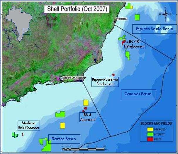 BC-10 PARQUE DAS CONCHAS CAMPOS BASIN License granted in 1998, project sanction in 2006,1 st oil (Phase 1) in July 2009 Shell (Operator) 50%, Petrobras 35%, ONGC 15% BMC-25 Cachalote Argonauta-ON