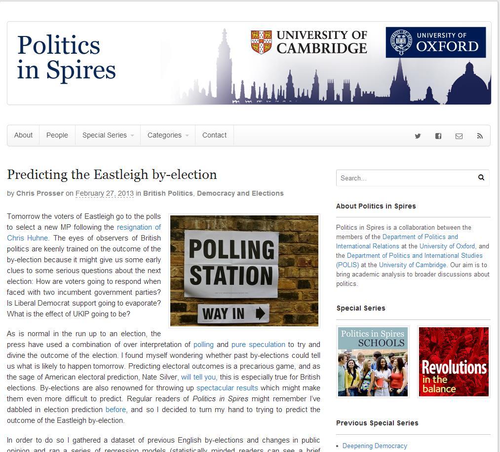 Drumming up readers Predicting the Eastleigh by-election
