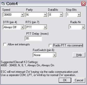 3. For each radio port click Set and configure the proper communication parameters as required