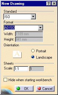 From the New Drawing dialog box, select the ISO standard, and the A0 ISO format. In this particular case, and all along the guide, we use the ISO standard.