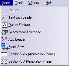 Functional Tolerancing and Annotations Menu Bar This section presents the main menu bar available when you run the application and before creating or opening a document: Start File Edit View Insert