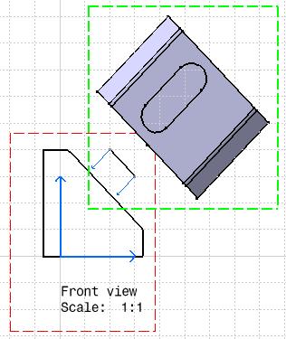 Adding an Auxiliary View To create the auxiliary view below 1 2 Active the front view and select the auxiliary view icon 3