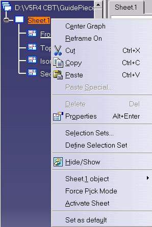 2 Modify the Sheet name, scale, or projection method (ANSI or ISO).