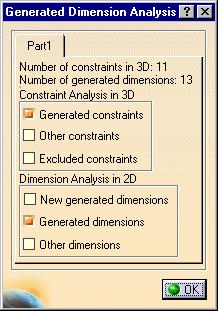 the Excluded constraints Icon and the constraint to be recover from 3D geometry. 4 Dimensions are generated in the selected views.