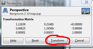 Click on Transform in the Perspective dialog box.
