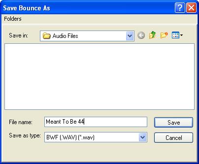 it).. Bouncing to Disk dialog Burning a CD Bounce options for creating CD burnable tracks 9 In the Save Bounce As dialog, give the
