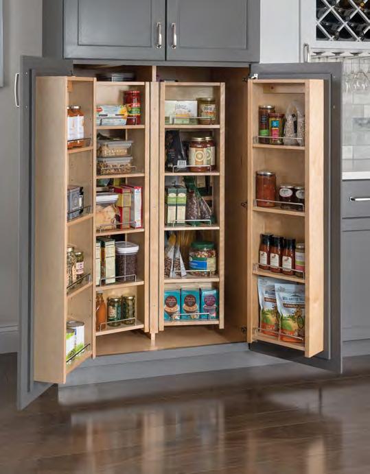 Pantry : Wood Door Mount Cabinet EASY TO INSTALL IN EXISTING CABINETS Mounts to the inside of hinged pantry doors, minimum 48 tall and 13 wide Three adjustable middle shelves Solid birch and birch