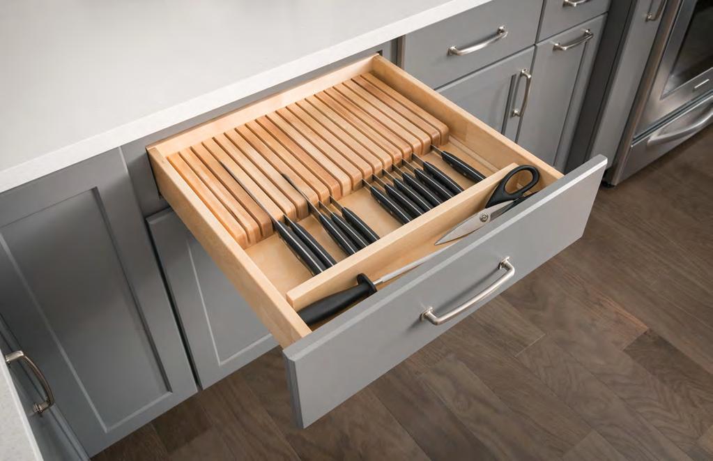 Cabinet Drawer : Knife Block Insert EASY TO INSTALL IN EXISTING CABINETS Width Depth Height Ctn Qty KO18* 18-1/2 22