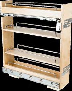 Base Cabinet Solutions: No Wiggle Pullout Cabinet Patented* top mounting bracket eliminates excessive side-to-side movement and sag, yet is hidden under the first shelf