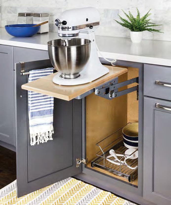 Cabinet Base Cabinet Solutions: Appliance Lift NEW Provides mechanical assistance for heavy appliances such as a mixer Features soft-close dampers for smooth closing Can be used in both frameless and
