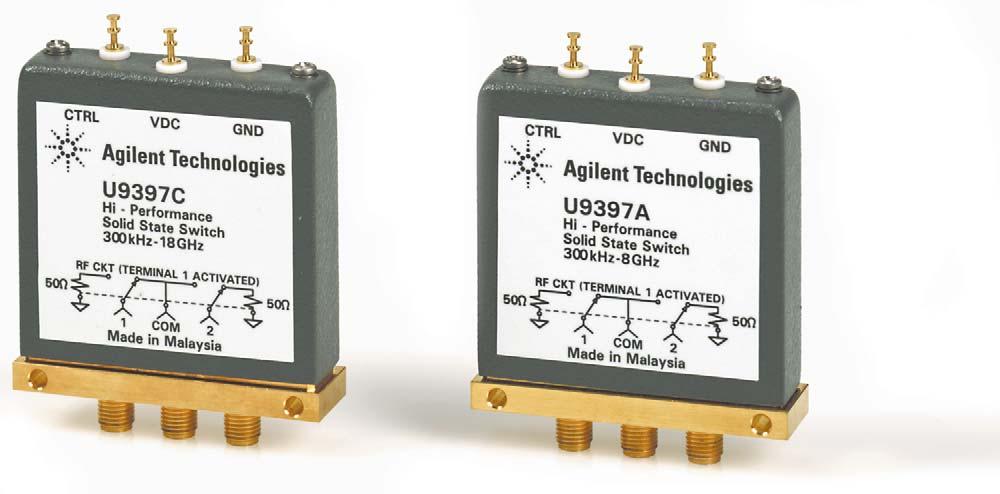 Agilent U9397A/C FET Solid State Switches (SPDT) U9397A 300 khz to 8 GHz U9397C 300 khz to 18 GHz Technical Overview Key Features Prevent damage to sensitive components with low video leakage < 10