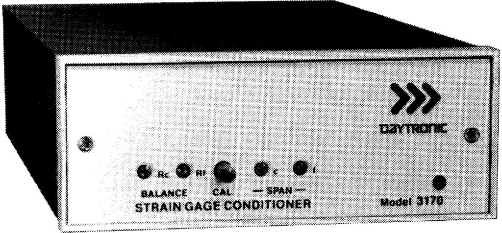 Daytronic Corporation 1 DESCRIPTION INSTRUCTION MANUAL MODEL 3170 STRAIN GAGE CONDITIONER The Model 3170 conditioner-amplifier module for use with resistance strain gage transducers It supplies a