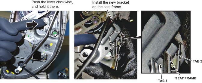 Lift the lever and hold it as shown, then install the bracket,