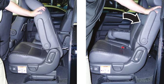 10.2. Push the seat-back toward the rear of the vehicle until the seat-back locks in the upright position.