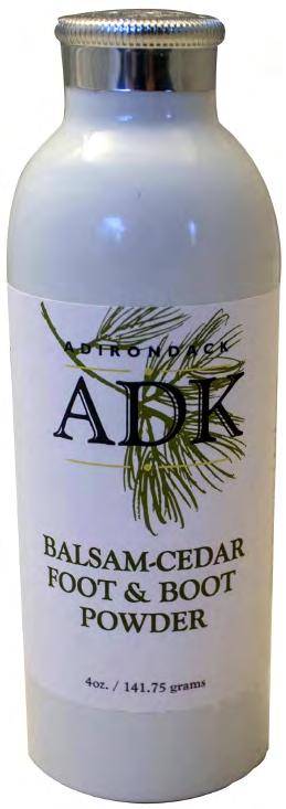 ADK Balsam-Cedar Foot & Boot Powder #1119 $20.00 Talc-free powder that helps keep you dry and feeling fresh.