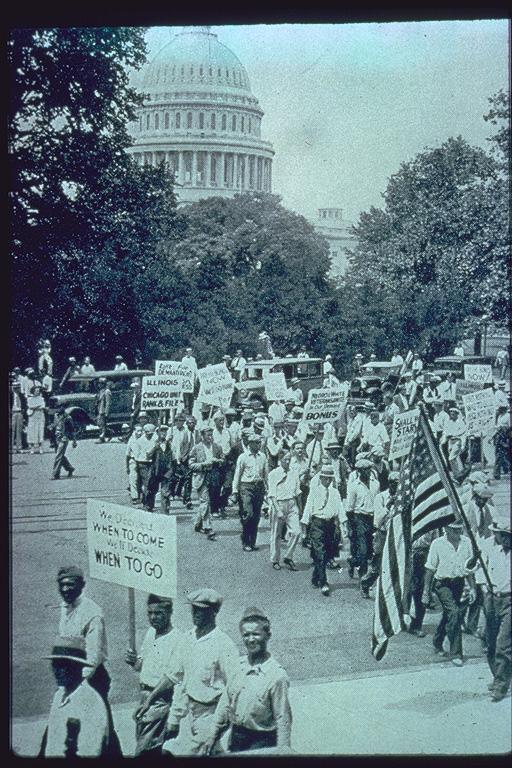 Bonus Army March in the summer of 1932 over 20,000 veterans from WWI marched on Washington, DC.