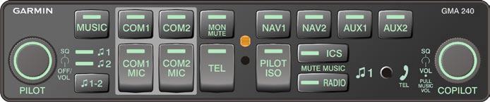 Volume/Squelch: Rotating the Pilot Volume Knob (left small knob) controls the ON and OFF function (Full CCW detent is OFF). The large left knob controls Pilot squelch.