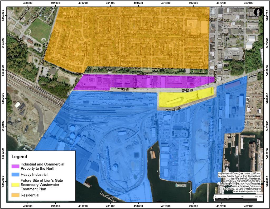 Lion s Gate Wastewater Treatment Plant Page 1 Figure 1: Noise Sensitive Areas Surrounding the Proposed LGSWWTP 2.2 District of North Vancouver Bylaw The District of North Vancouver noise bylaw No.
