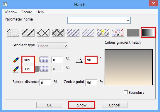 10. Hatch the terrain with a colour gradient hatch. The hatch must be in the "surroundings" layer.