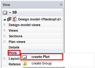 DEFINE PLOT In the plot view, all defined views, floor plans and sections can be merged into one plot.