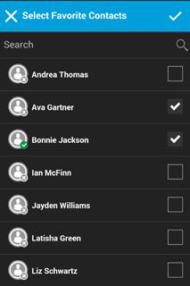 Favorites 35 View or Edit Favorite Contacts The Favorite Contacts screen shows a list of all your favorite PTT contacts as well as their current presence status.