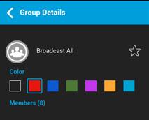 talkgroup members cannot be viewed but a count of talkgroup members is provided while viewing group details: 2. Tap the Show Details option in the menu.