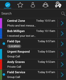 Navigating the Enhanced Push-to-Talk application 6 History The History tab displays all your conversation history of calls, contacts, groups, alerts, messages (text, image, video, and voice).