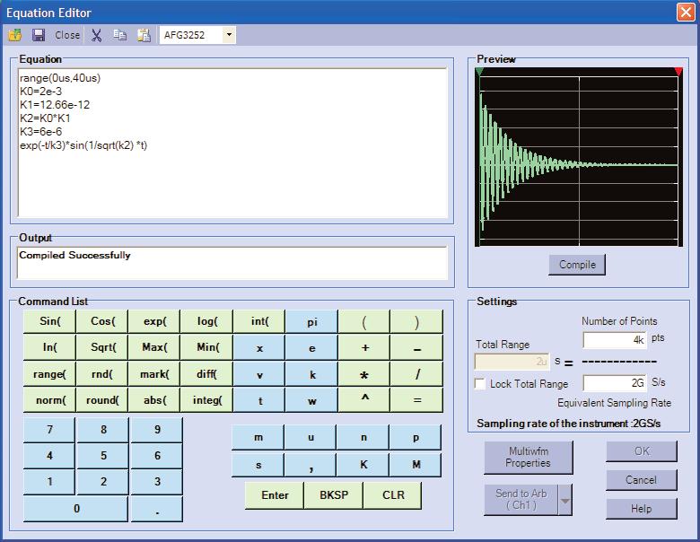 with 50% duty cycle and well-defined jitter. Figure 14. Equation Editor in waveform editing software ArbExpress for creating complex pulses and other waveforms.