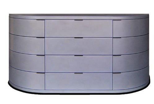 CASTILLA Chest of drawers available in two heights, with a central straight element and sides with rounded circle section.