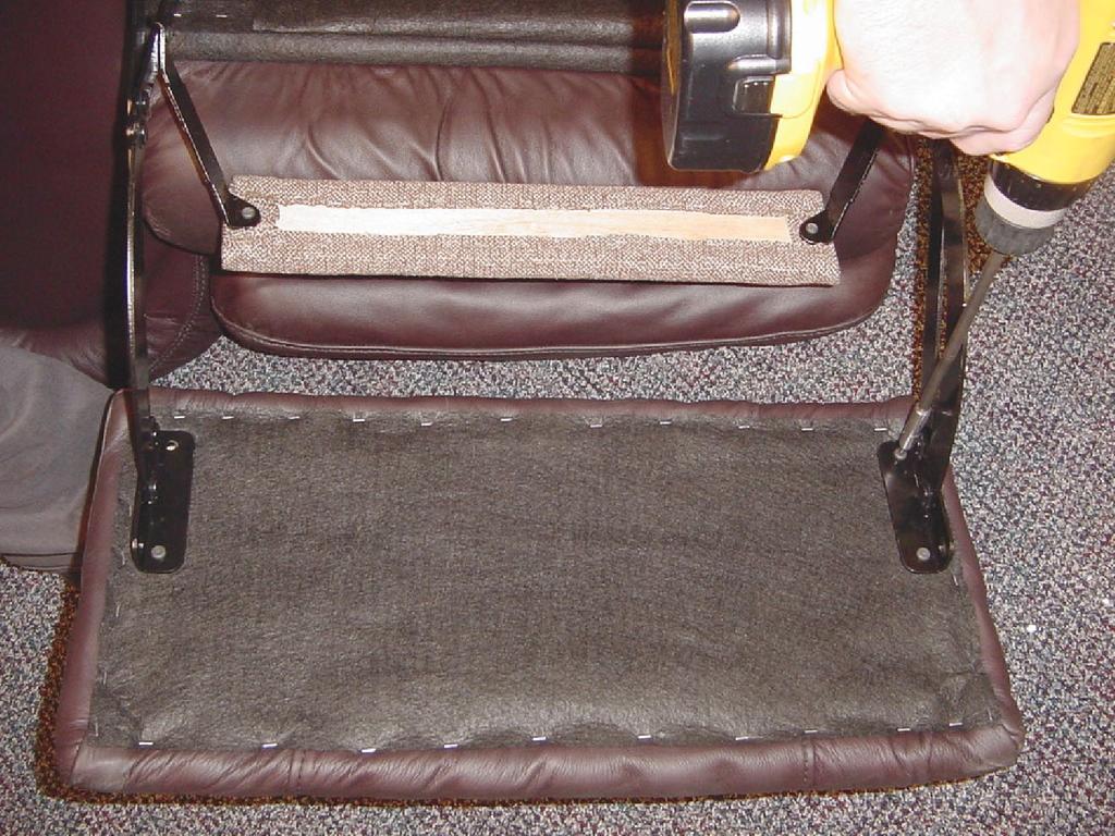 If repairing a motion sofa or motion modular unit, carefully move the reclining unit to be repaired away from the other units. Remove (4) ½" Screws 2.