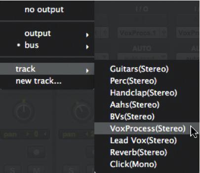 output to any particular output or bus, you can, alternatively, assign the track output to the input of any existing track.