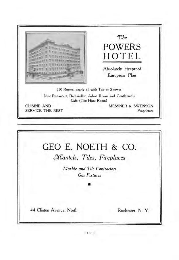 <C4e POWERS HOTEL Absolutely Fireproof European Plan 350 Rooms, nearlyall with Tub or Shower New Restaurant, Rathskeller, Arbor Room and Gentleman's Cafe (The Hunt Room) CUISINE