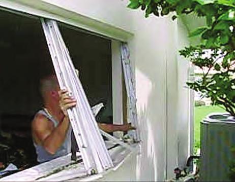 Removing Old Windows from CBS Construction Replacement applications in Coastal Regions often are for windows installed in Concrete Block with Stucco finish (CBS).