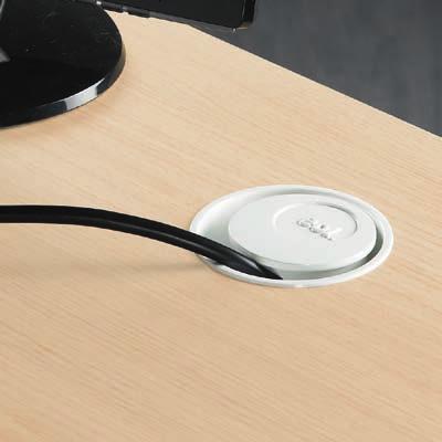 Cable management on the worktop Cable ports Worktops feature, or 4 EOL cable ports in matching finish to the legs.