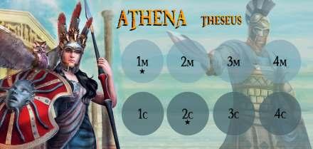 The quest is completed, Athena gets the Hydra quest card adding it to her collection of quests, and also gains 8+1=9 VP, subtracts 1 VP from Hera but also donates 2VP to Hermes, for using his favored