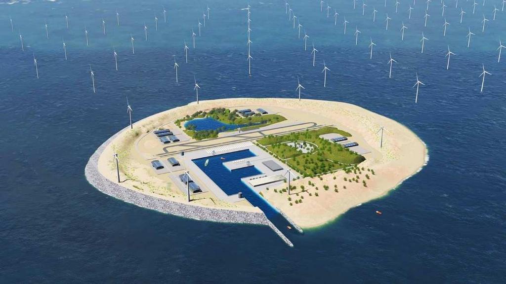 Figure 2.2. North Sea Wind Power Hub artificial island / artist impression (source: Energinet). The following subsections describe these different Concepts.