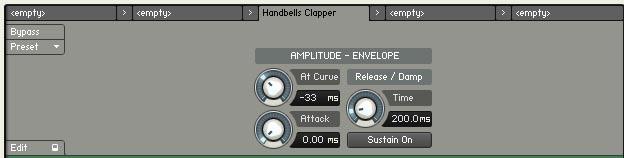 Handbells Multi.nkm (continued) Also the 4 Insert FX in the stereo output, are added to mimick the possibilities we have on the different Pages in the single instruments, as well conserving CPU usage.