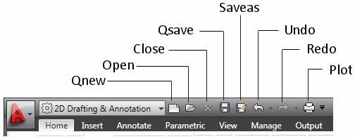 Then drag and drop this command into the Quick Access Toolbar after the OPEN command but before the QSAVE command as shown in the following image. It will appear as part of the Quick Access Toolbar.