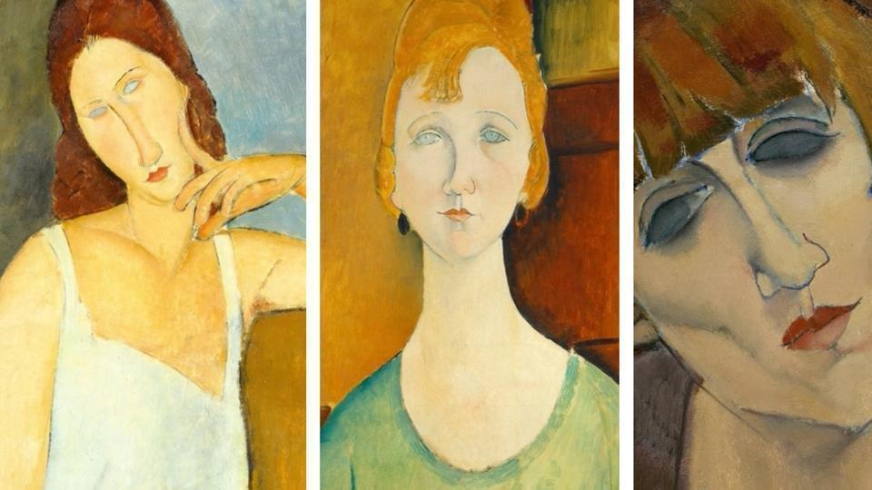 A few of the popular portraits by Italian artist Amedeo Modigliani, who worked mainly in France, and painted elongated necks and faces.