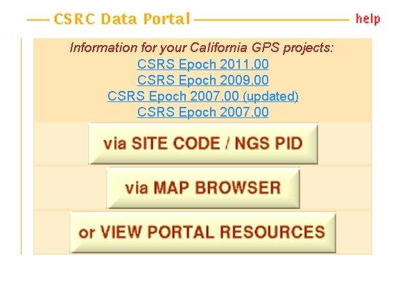CSRC Published Adjustments/Epochs Coordinates, velocities, and uncertainties: CSRS Epoch 2011.00 830 Stations CSRS Epoch 2009.00 766 Stations CSRS Epoch 2007.