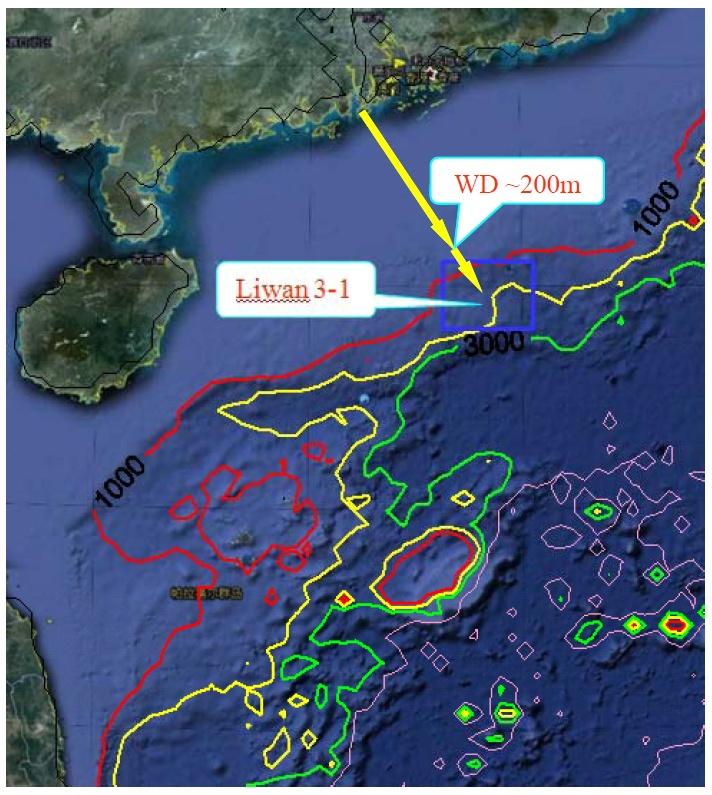 The Geographical Location of LW3-1 Gas Field The Continental Shelf o Approximately 250km distance from shore to the water depth of 200m, small slope; o Less than 100km from the water depth of 200m to