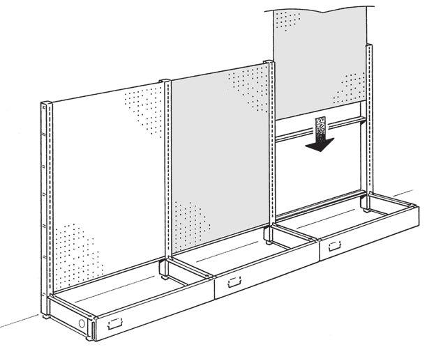 Do this by temporarily installing two continuous levels of shelving before anchoring the uprites to the wall.