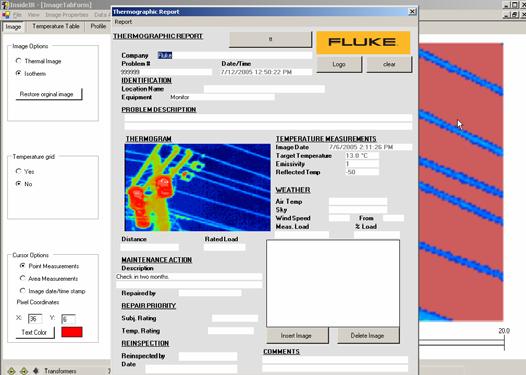 InsideIR Users Manual Creating a Report InsideIR provides a report form for you to use in reporting the findings of your thermographic survey.