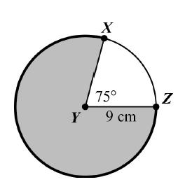43. Circle A is shown. If x = 50, what is the area of the shaded sector of circle A? 44. Circle E is shown.