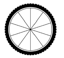 The spokes of a bicycle wheel form 10 congruent central angles.