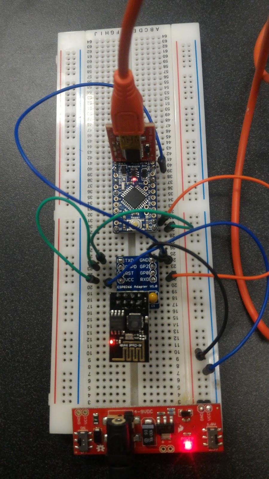 communication (which is configured in software). Figure 3 shows the hardware connections between the ESP8266 and the Arduino.