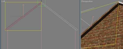 triangle). Repeat on the other side. Now rotate your house, so you can get a good look at the underside of the roof.