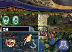 The Gene Splicer machine is to the right and three levels down from the central corridor. Put a creature in front of one of the eggshaped pods and click on it to lock the creature in.