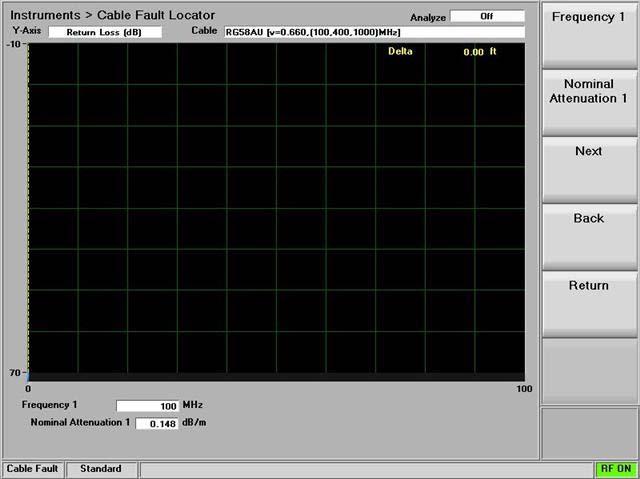 Figure 3.2.7.3-2 Frequency and Attenuation entries in the Add Cable Type submenu Edit Cable Allows parameter changes for the currently selected cable type.
